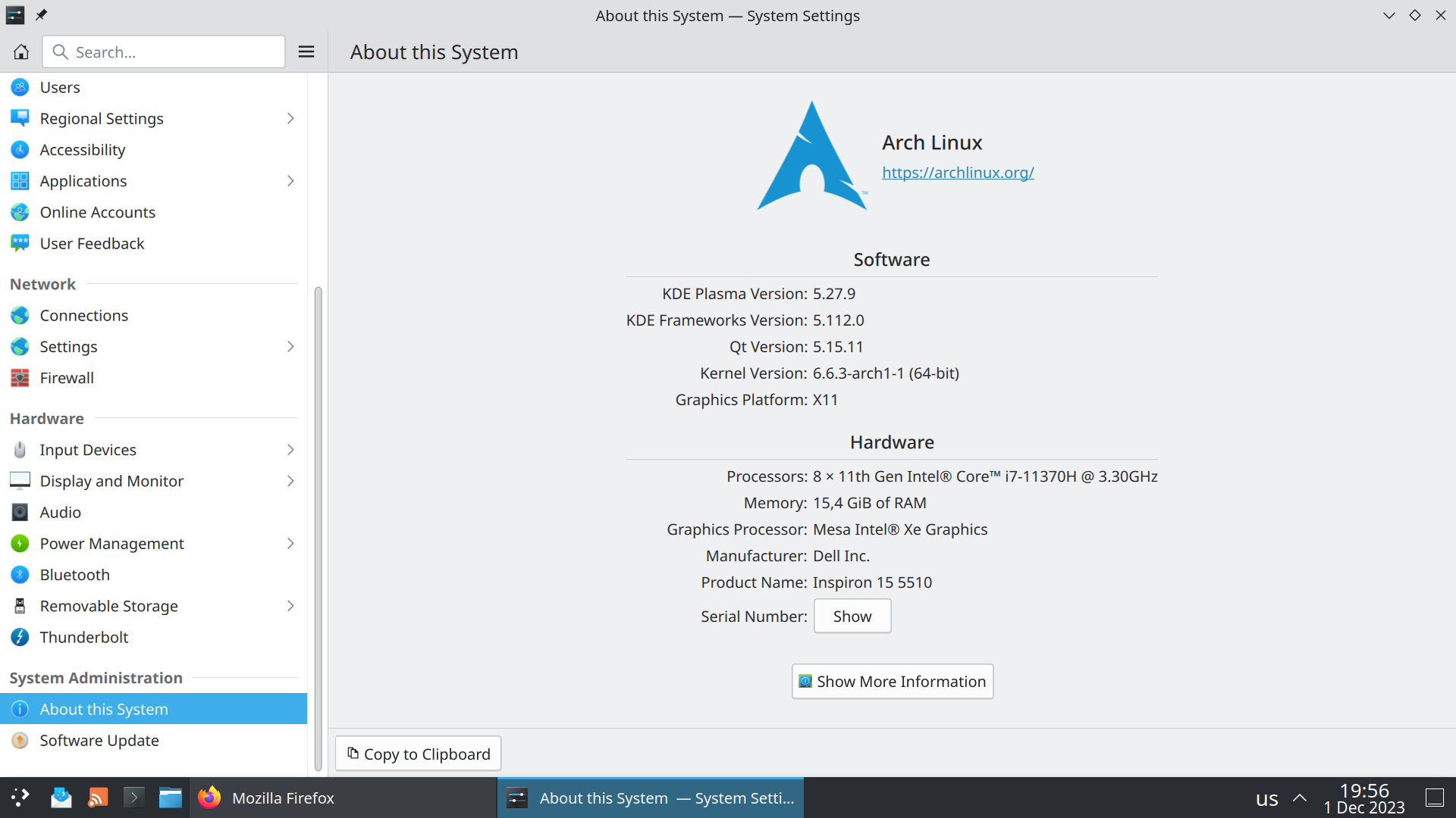 My new Arch Linux installation – /root