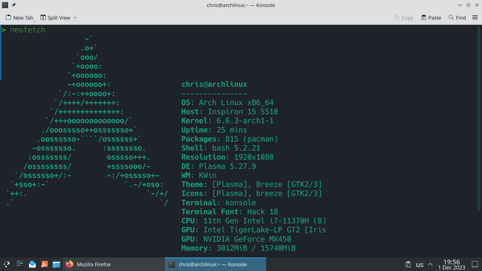 My new Arch Linux installation – /root